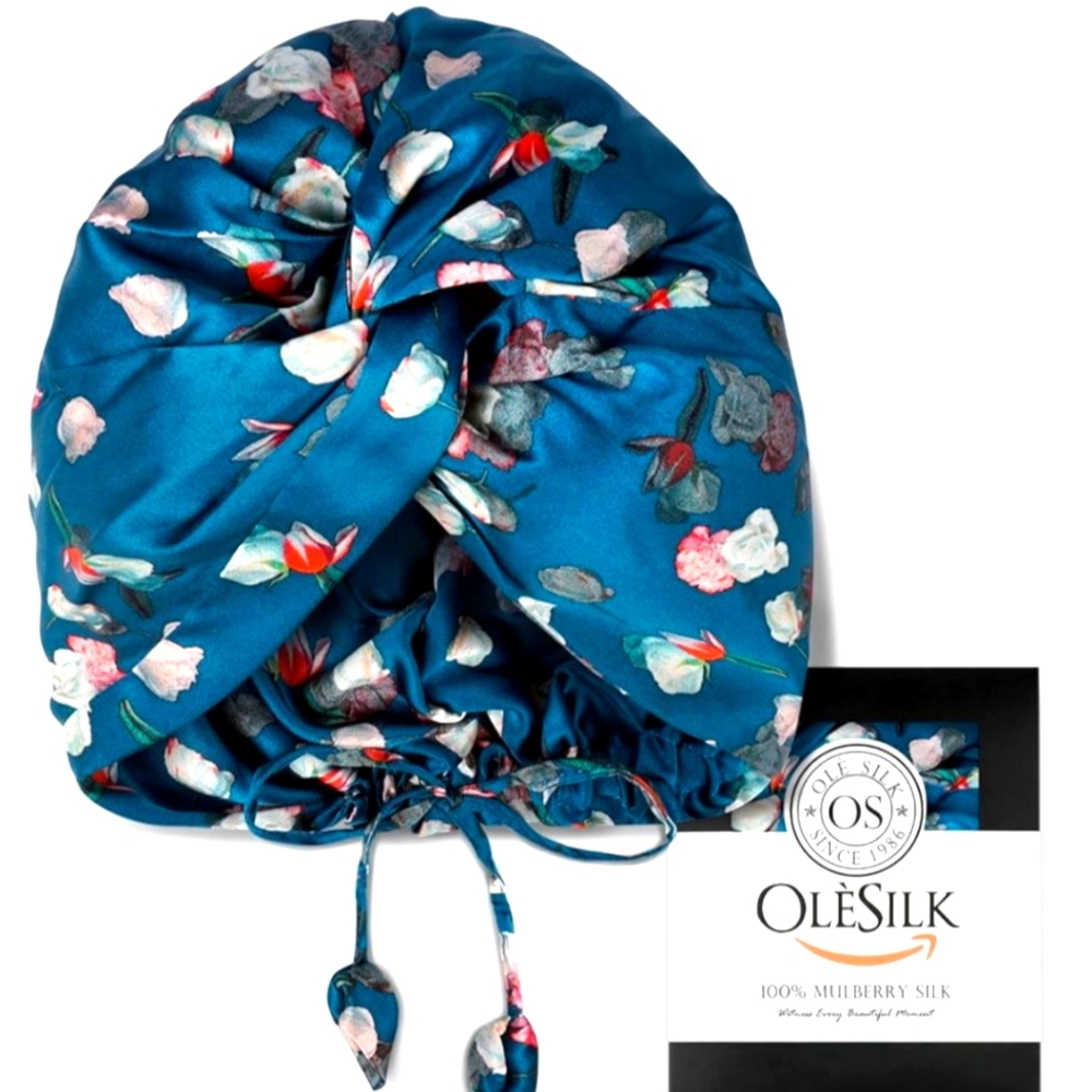 100% Silk Hair Bonnets Caps, 2x